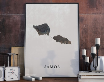 Vintage Style Samoa Map Print: Pacific Island Wall Art