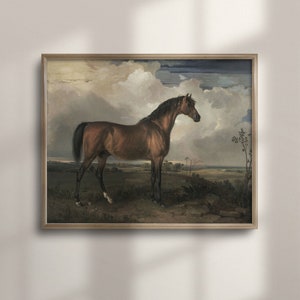 Victorian Horse Painting: Antique Landscape Art Print