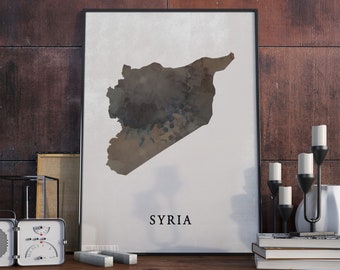 Vintage Style Syria Map Print: Travel Wall Art Decor