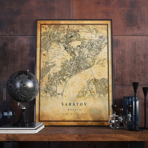 Saratov Vintage Map Poster Wall Art | City Artwork Print | Antique, rustic, old style Home Decor | Russia prints gift | M641