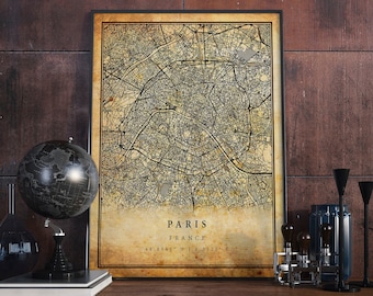 Paris Map Poster: Vintage City Artwork Print