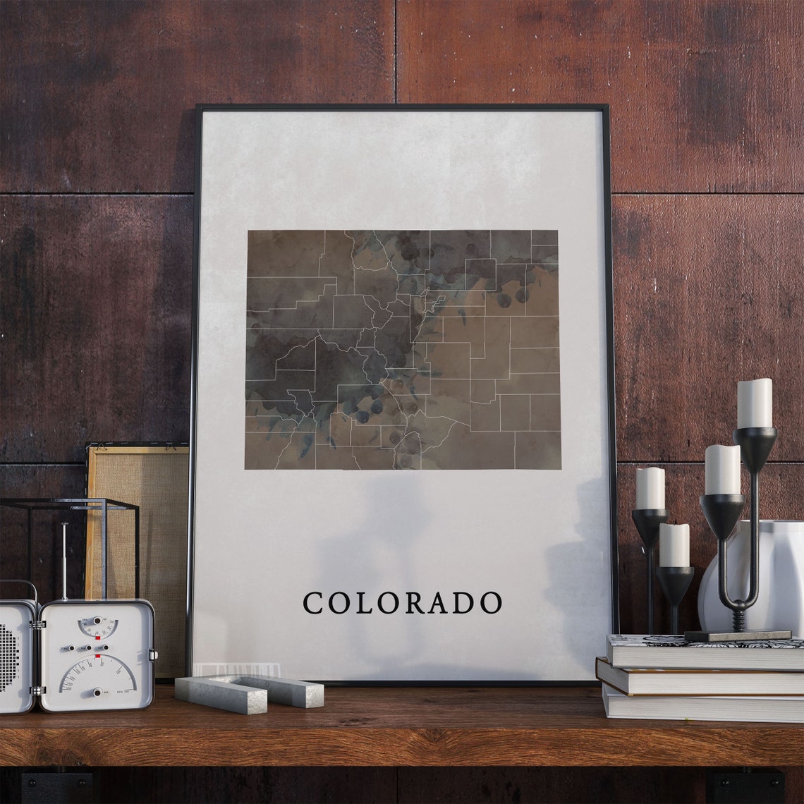 Colorado vintage style map print Colorado map poster gift Etsy