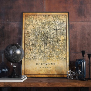 Dortmund Vintage Map Poster Wall Art | City Artwork Print | Antique, rustic, old style Home Decor | Germany prints gift | M570