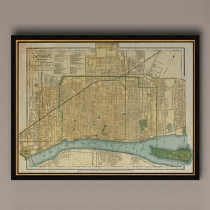Karte von Detroit, MI, 1895. Restaurierung Hardware Home Deco Stil alte Wand Vintage Nachdruck., AM13