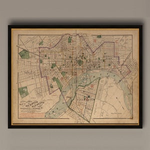 Alte Karte von Richmond Virginia 1876 Antiker Reproduktionsdruck Wandkunst Historisches Dekor Vintage Style Wohnkultur, AM38