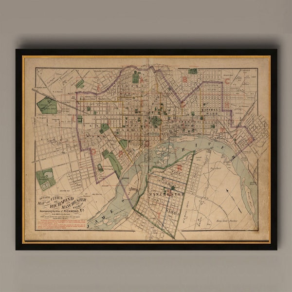 Old Map of Richmond Virginia 1876, AM38