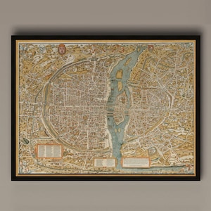 Alte Karte von Paris (1550) Paris Karte, Restauration Dekor Stil Vintage Karte von Paris, Frankreich, Home Decor, AM26
