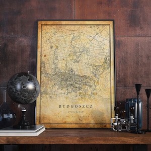 Bydgoszcz Vintage Map Poster Wall Art | City Artwork Print | Antique, rustic, old style Home Decor | Poland prints gift | M599