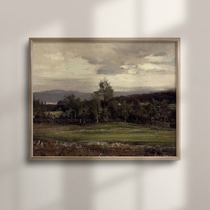 Vintage Landschaft Wandkunst, französische Landschaft, antike Kunstdruck, Natur inspiriertes Dekor, stimmungsvolle grüne Landschaft, C16-61