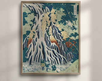 葛飾北斎作「下野国黒髪山霧降の滝」木版画、ジクレー版画、アジア美術