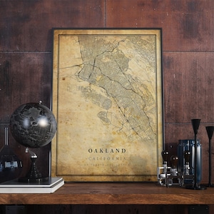 Oakland Vintage Map Poster Wall Art | City Artwork Print | Antique, rustic, old style Home Decor | California prints gift | VM45