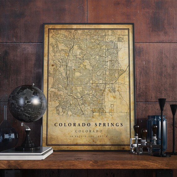Colorado Springs Vintage Map Poster Wall Art City Artwork Etsy