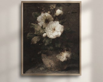 Vintage Floral Painting Art Print: Moody Blooms Poster