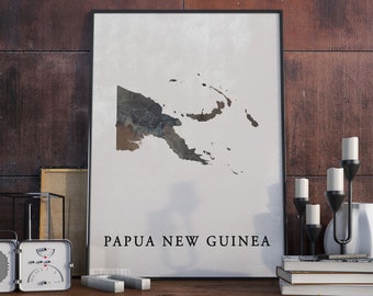 Vintage Style Papua New Guinea Map Print: Travel Poster