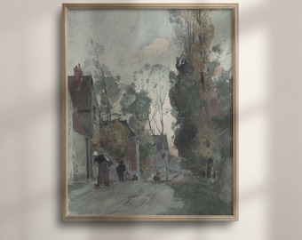 Antique European Village Art Print: French Country Landscape