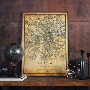 Leipzig Vintage Map Poster Wall Art | City Artwork Print | Antique, rustic, old style Home Decor | Germany prints gift | M573