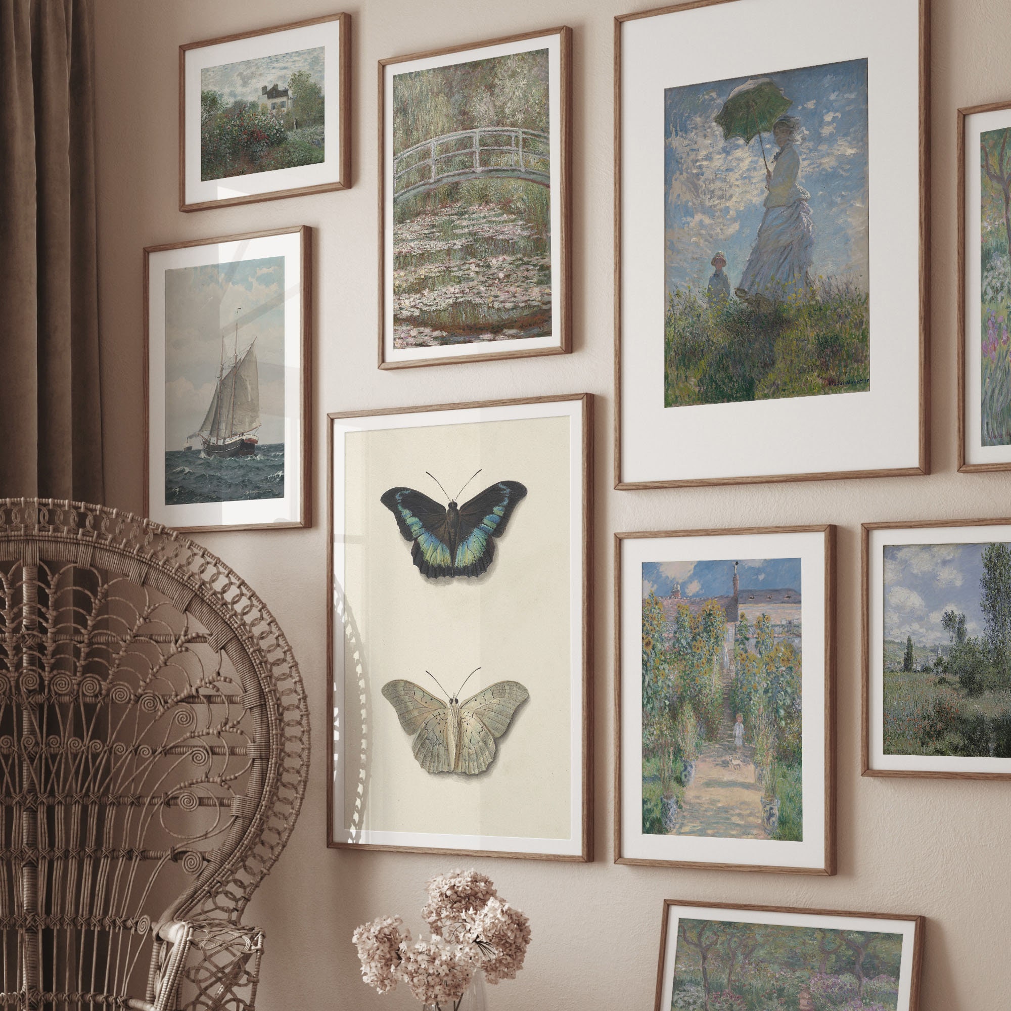 Vintage Butterfly Botanical Study, Antique Art Print, Farmhouse Decor ...