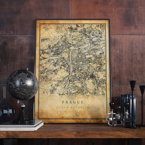 Prague Vintage Map Poster Wall Art | City Artwork Print | Antique, rustic, old style Home Decor | Czech Republic prints gift | M532