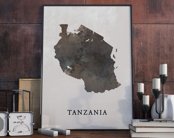 Tanzania vintage style map print, Tanzania map poster,  gift, Tanzania wall art decor, poster art, gift for parents, VO180