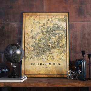 Rostov-on-Don Vintage Map Poster Wall Art | City Artwork Print | Antique, rustic, old style Home Decor | Russia prints gift | M540
