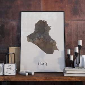 Vintage Style Iraq Map Print: Travel Poster