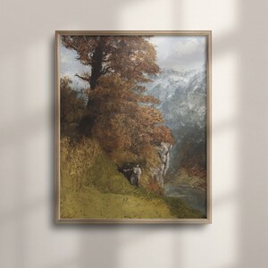 Vintage Herbst Bauernhaus Wand Dekor, Land Herbst Landschaft Kunst, warme ästhetische Landschaft Malerei, Aquarell Küsten Poster, C16-801
