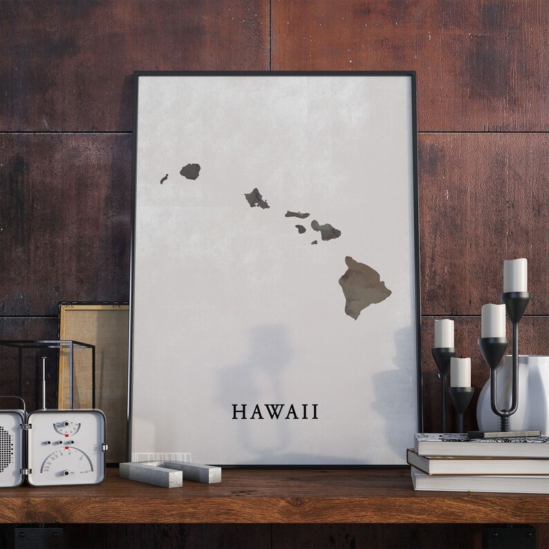 VO18 Hawaii map poster gifr for teacher Hawaii vintage style map print map print gift Hawaii wall art decor