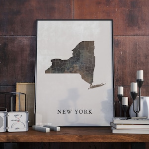 New York vintage style map print, New York map poster,  gift, New York wall art decor, intage art, gift for hostess, VO39
