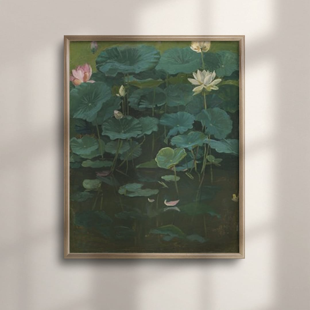 Vintage Lotus Flower Art Print: Botanical Water Lily Painting - Etsy