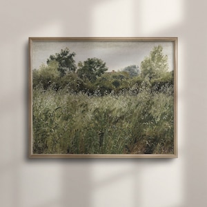 Cottage Landscape Painting: Antique Farmhouse Art Print