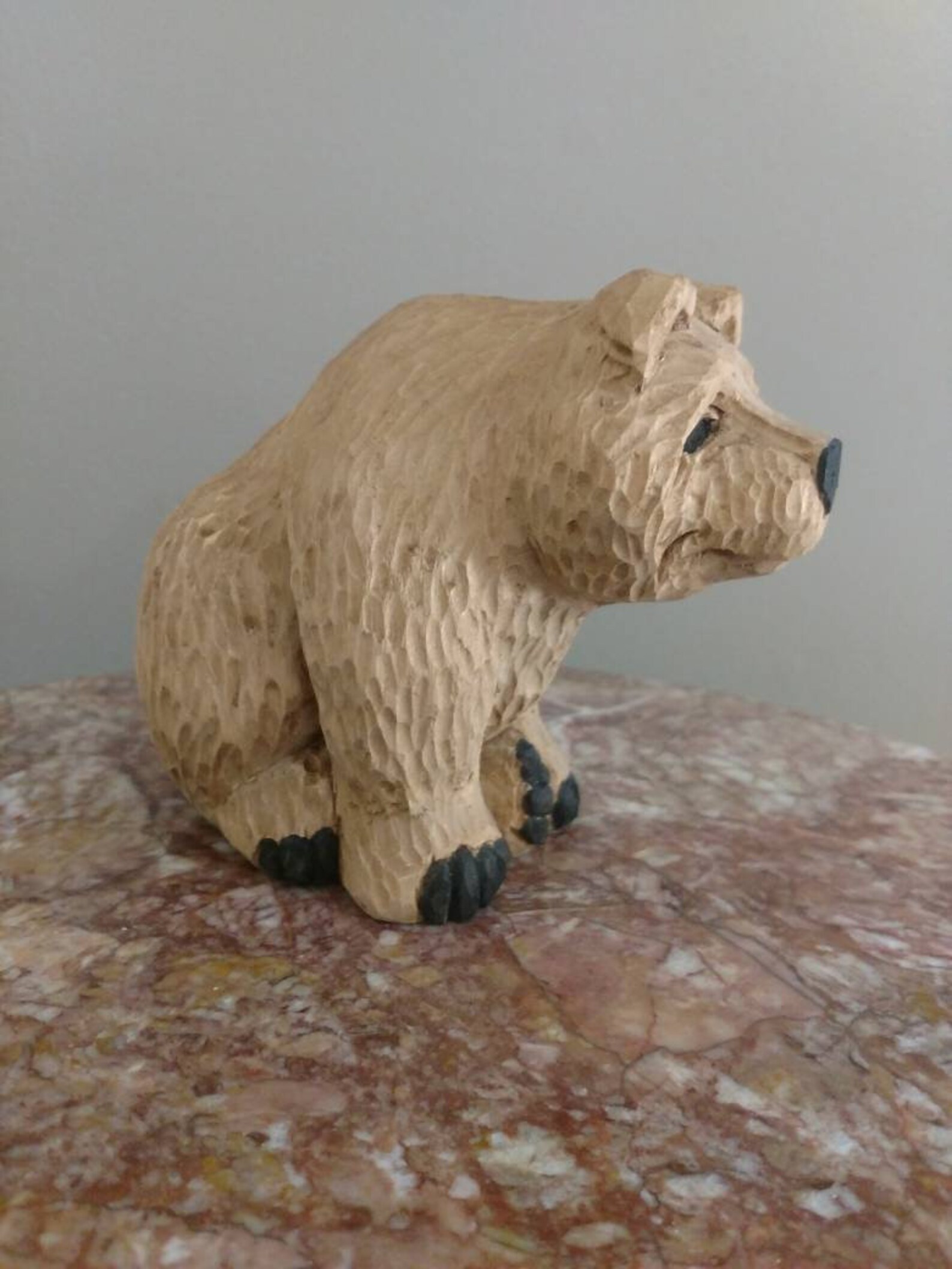 Hand Carved Wooden Bear Statue Totem Figurine Etsy