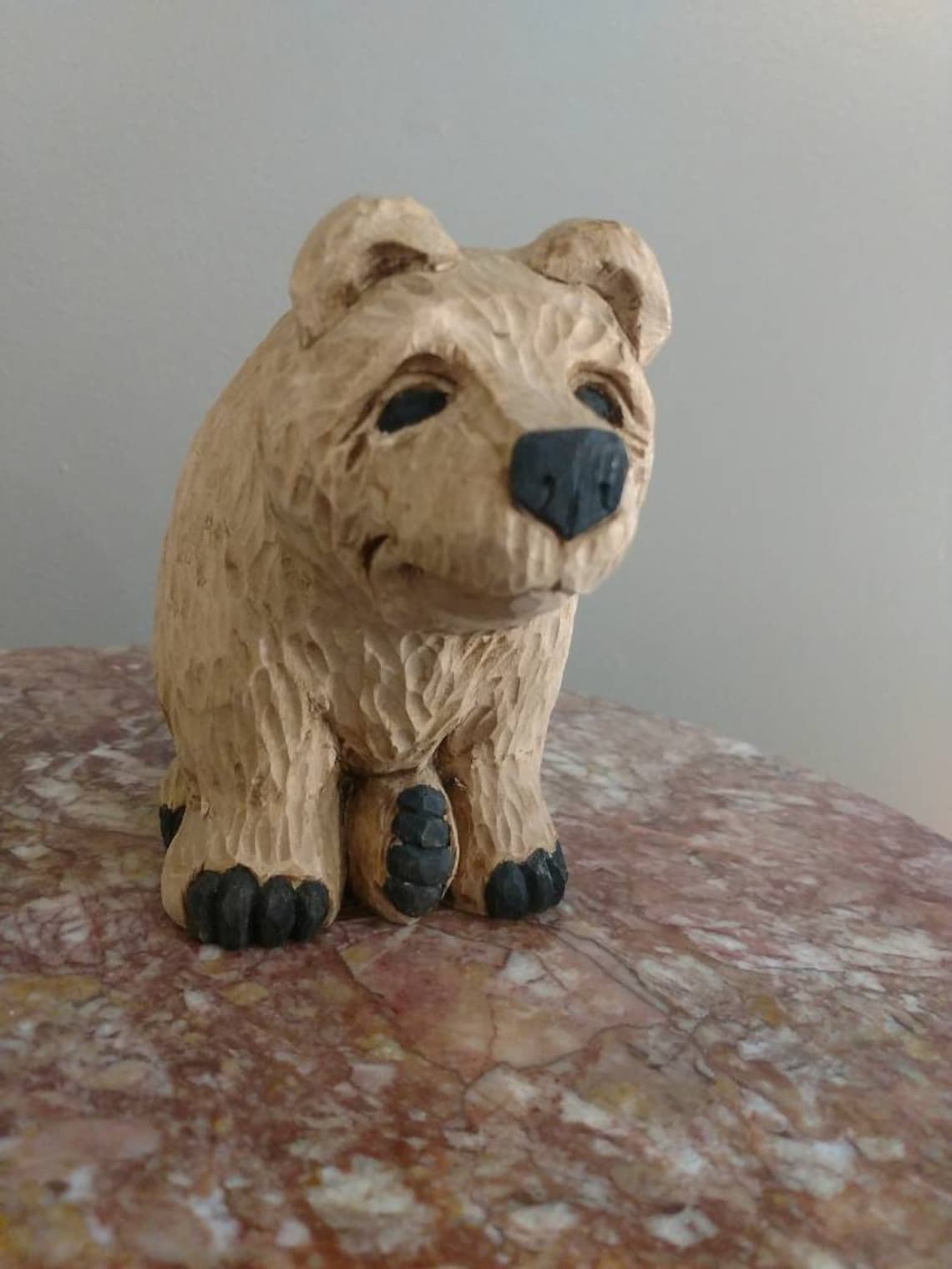 Hand Carved Wooden Bear Statue Totem Figurine Etsy