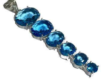 Swiss Blue Topaz Pendants 925 Sterling Silver Pendant Beautiful Faceted Swiss Topaz Gemstone Pendants Handmade Stone Pendant Gift For Her
