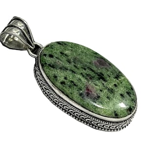 Ruby Zoisite Gemstone Pendants, 925 Sterling Silver Natural Ruby Zoisite Handmade Pendants, Birthday Gift For Women, Jewelry Gift For Her