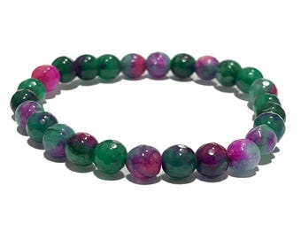 Bracciale con pietra preziosa sfaccettata in zoisite rubino naturale, braccialetti con perline di cristallo fatti a mano, braccialetti elastici da 8 mm, regalo per bracciali da donna e da uomo