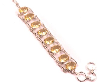 Lemon Quartz Bracelets ,Lemon Quartz 925 Sterling Silver Bracelet, Quartz Loose Gemstone Bracelets ,Vintage Jewelry, Birthday Gifts For Her