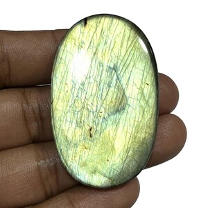 Natural Labradorite Gemstone: Polished Oval Cabochon Crystal (52x32x5 mm)