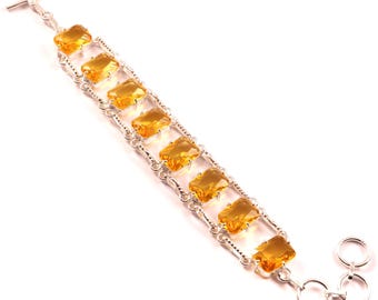 Citrine Bracelet ,925 Sterling Silver Bracelet, Yellow Citrine Gemstone Bracelets ,Vintage Bracelet Jewelry ,Birthday Gifts, Gift For Her
