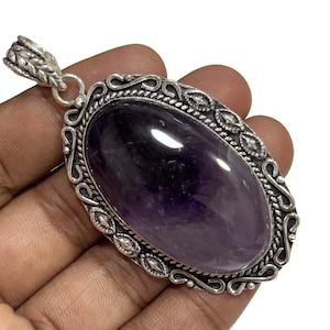 Purple Amethyst 925 Sterling Silver Pendant Natural Amethyst Gemstone Handmade Silver Jewelry Pendants For Women,Birthday Gifts,Gift For Her