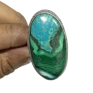 Chrysocolla Malachite Rings,925 Sterling Silver Rings, Natural Malachite Handmade Stone Ring, Engagement Ring, Anniversary Ring,Gift For Her