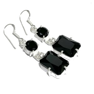 Black Onyx Earrings 925 Sterling Silver Earrings Beautiful Faceted Black Onyx Loose Gemstone Earrings Handmade Stone Earrings Gift For Her
