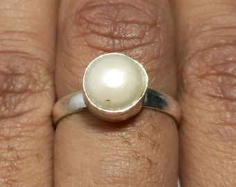 natuurlijke parel ring, parel zilveren ring, 925 sterling zilveren ring, AAA losse stenen ring, zoetwater parel ring, ring voor vrouwen, cadeau voor haar, 8 US