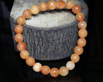 Pulsera de calcita naranja facetada natural, hecha a mano con cuentas de cristal, elástica de 8 mm, ideal como regalo para hombres y mujeres.