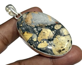 Maligano Jasper Sterling Silver Pendant: Oval Gemstone Jewelry