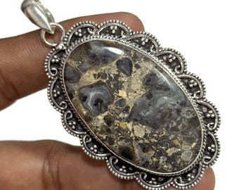 Maligano Jasper Sterling Silver Pendant: Oval Gemstone Jewelry