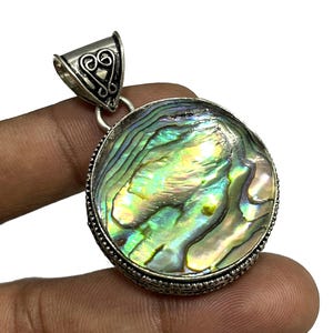 Abalone Shell Gemstone Pendants, 925 Sterling Silver Natural Abalone Shell Handmade Pendants, Birthday Gift For Women, Jewelry Gift For Her