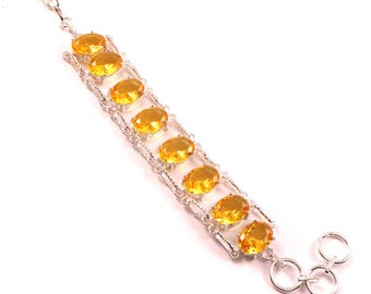 Citrine Bracelet ,925 Sterling Silver Bracelet, Yellow Citrine Gemstone Bracelets ,Vintage Bracelet Jewelry ,Birthday Gifts, Gift For Her