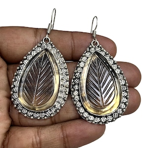 Pendientes de fluorita multitallada, pendientes de fluorita natural hechos a mano en plata de ley 925, regalo de cumpleaños para mujer, regalo de joyería para ella.