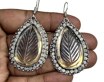 Carved Fluorite Sterling Silver Earrings: Handmade Gemstone Jewelry
