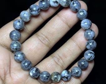 Natural Nuummite Gemstone Bracelet, Handmade Crystal Bead Bracelets, 8 mm Stretch Bracelets, Gift for Women and Men Bracelets